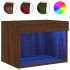 Mesitas de noche de pared con luces LED 2 unidades roble