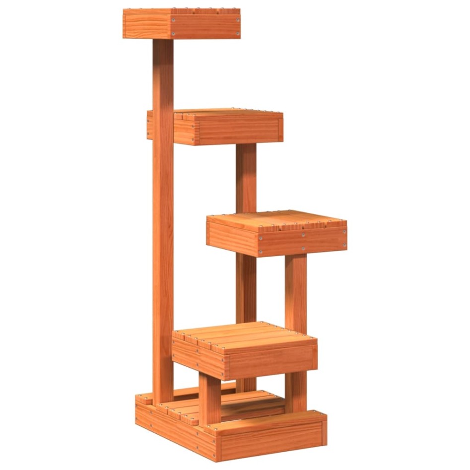 Árbol para gatos madera maciza pino marrón cera 45,5x49x103