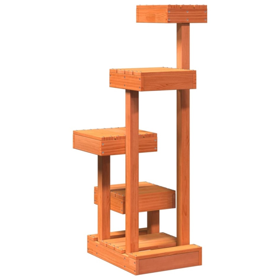 Árbol para gatos madera maciza pino marrón cera 45,5x49x103
