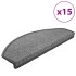 Alfombrillas de escalera 15 unidades gris oscuro 65x24x4