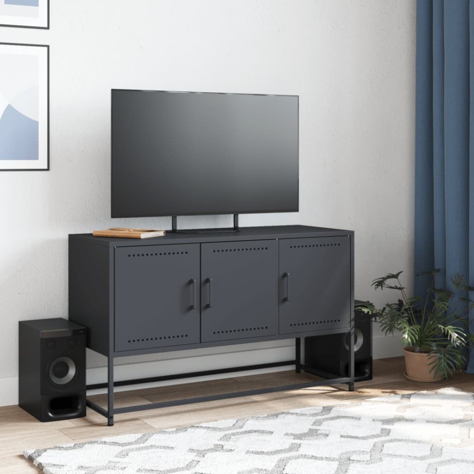 Mueble para TV de acero gris antracita 100,5x39x60,5