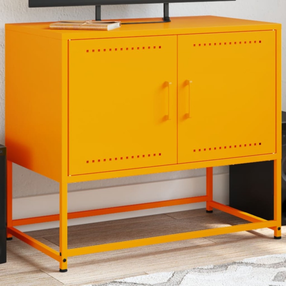 Mueble para TV de acero amarillo mostaza 68,5x39x60,5