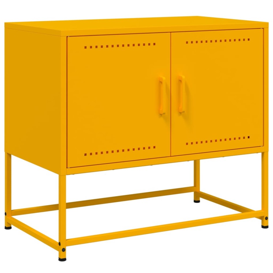 Mueble para TV de acero amarillo mostaza 68,5x39x60,5