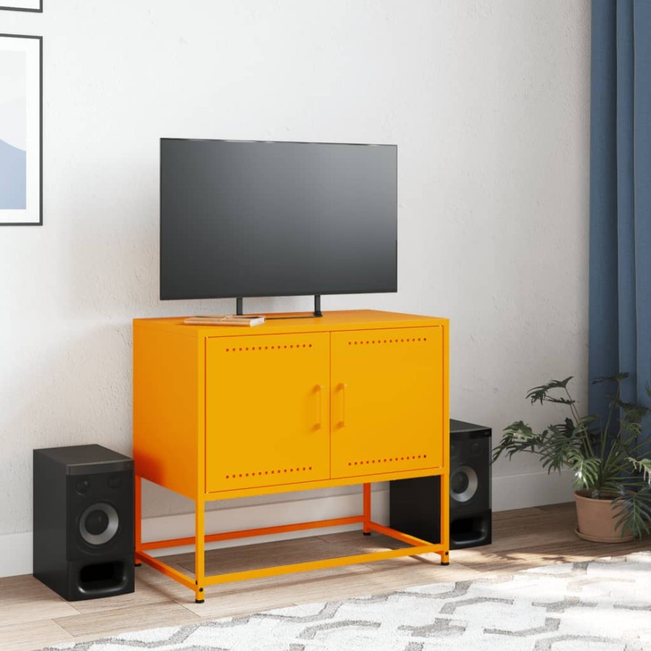Mueble para TV de acero amarillo mostaza 68,5x39x60,5