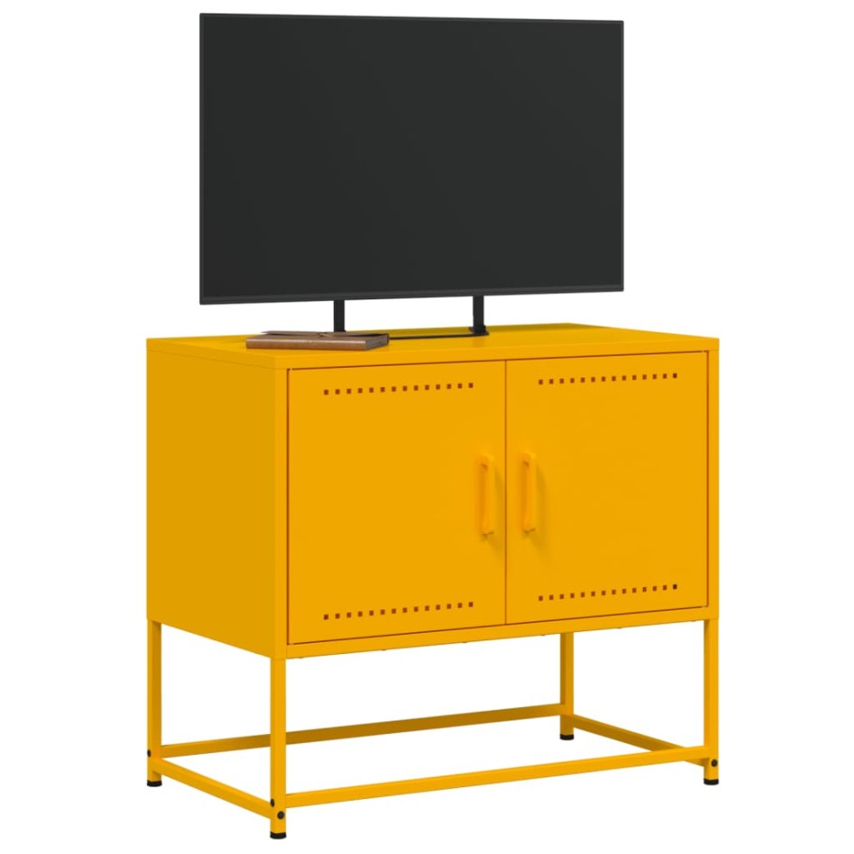 Mueble para TV de acero amarillo mostaza 68,5x39x60,5