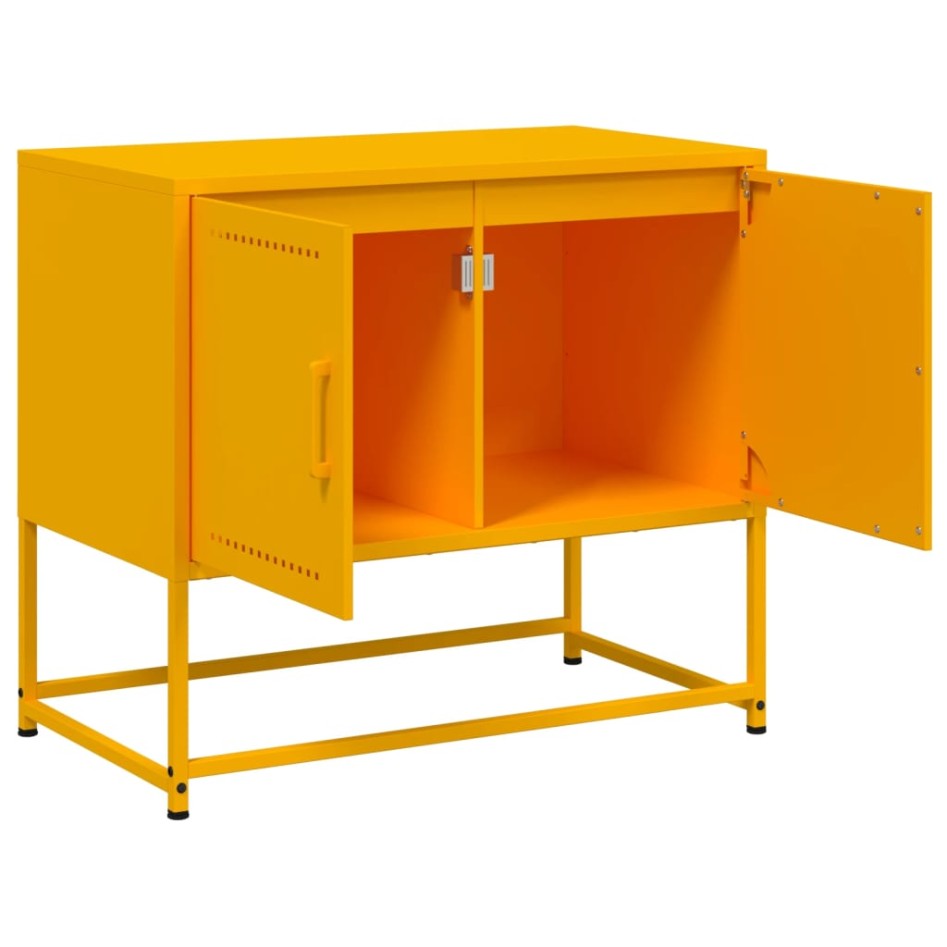 Mueble para TV de acero amarillo mostaza 68,5x39x60,5