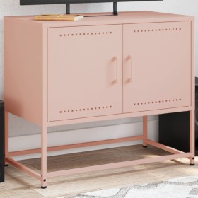 Mueble para TV de acero rosa 68,5x39x60,5