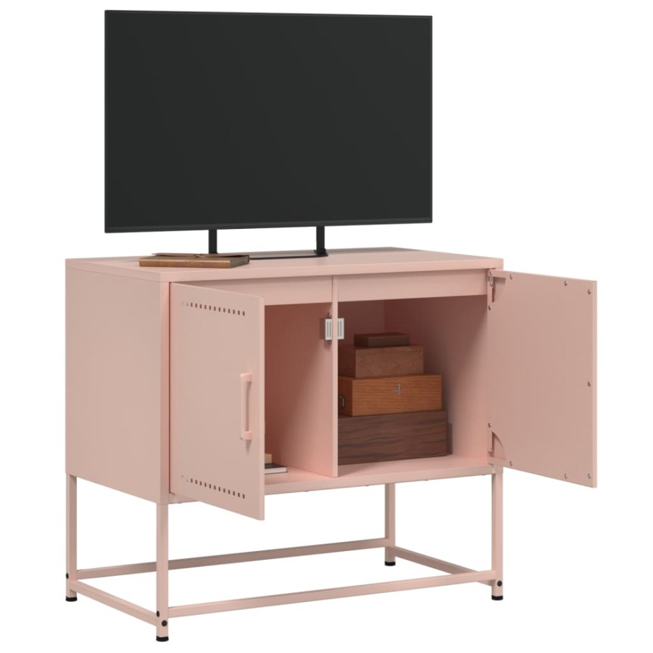 Mueble para TV de acero rosa 68,5x39x60,5