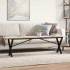Mesa de centro marco X madera maciza pino y acero 160x40x45