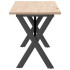 Mesa de centro marco X madera maciza pino y acero 160x40x45
