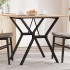Mesa de comedor marco Y madera maciza pino y acero 80x80x75