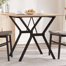 Mesa de comedor marco Y madera maciza pino y acero 80x80x75