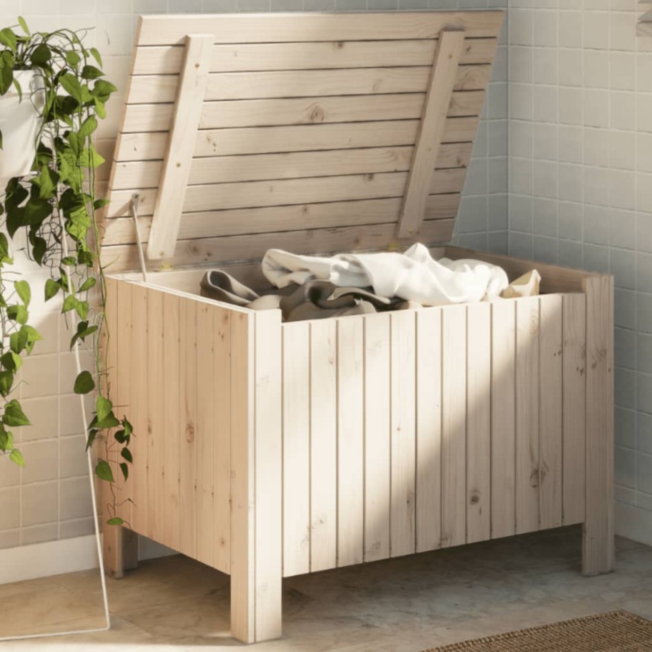 Caja de almacenaje con tapa RANA madera maciza pino 80x49x54