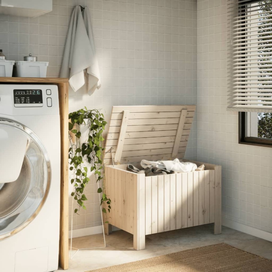 Caja de almacenaje con tapa RANA madera maciza pino 80x49x54