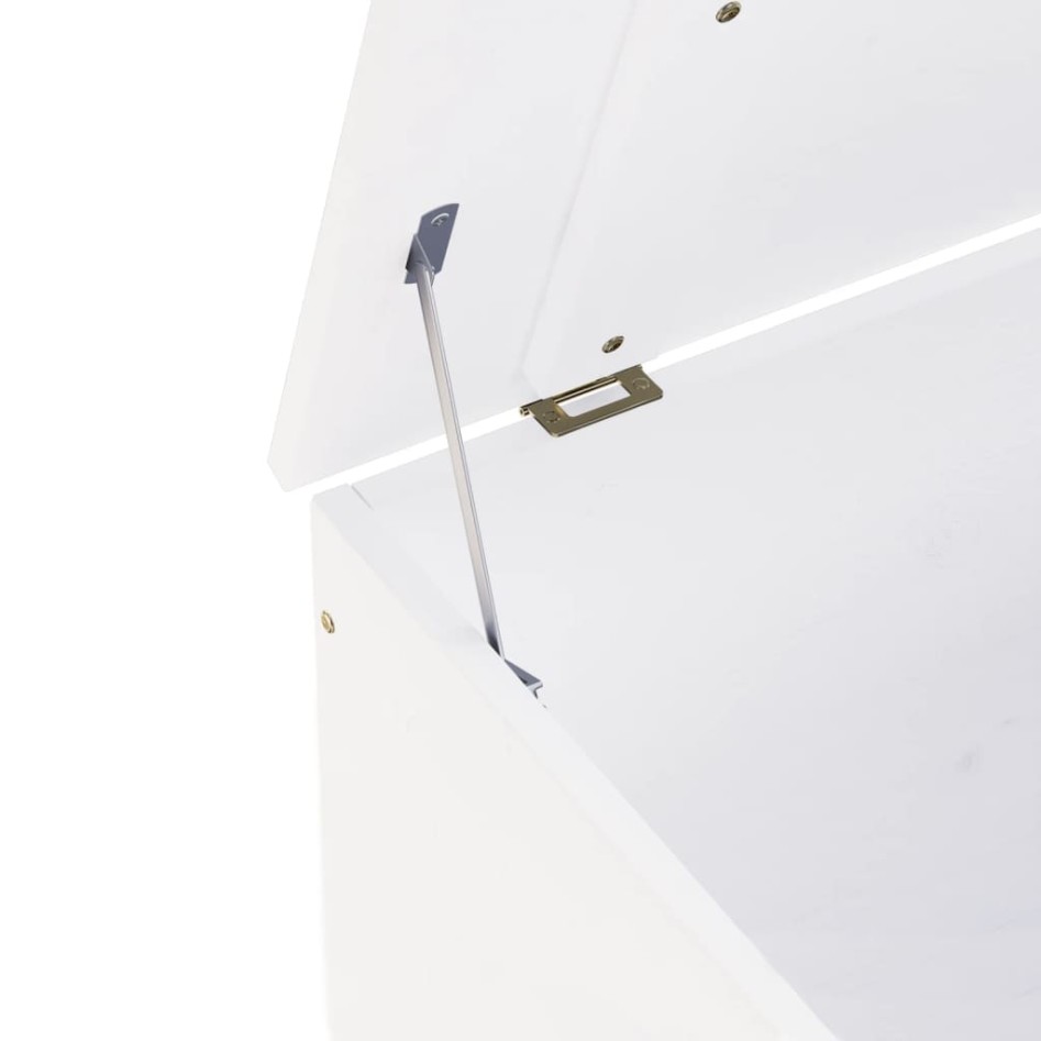 Caja de almacenaje y tapa RANA madera maciza blanca 60x49x54