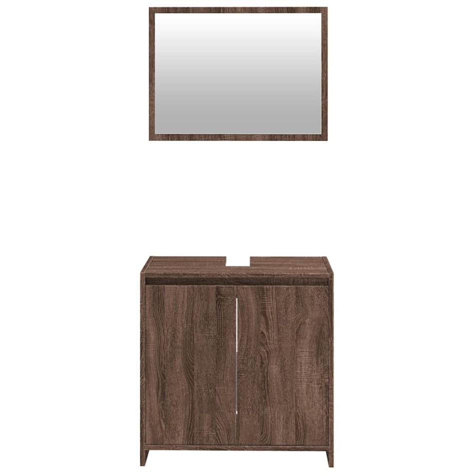 Set de muebles baño 2 pzas madera contrachapada marrón