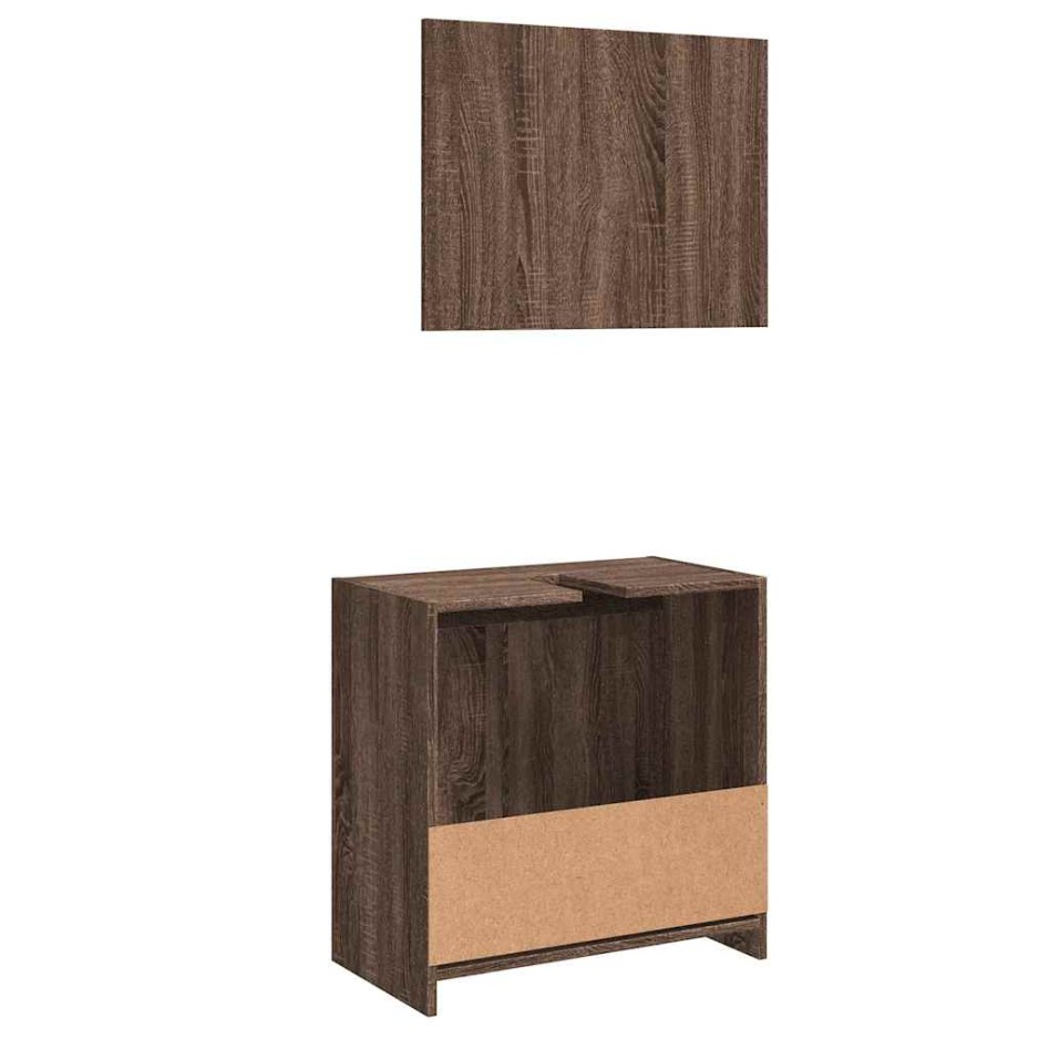 Set de muebles baño 2 pzas madera contrachapada marrón