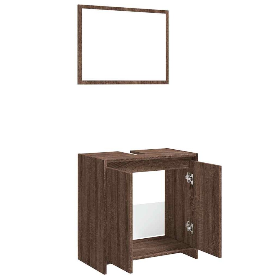 Set de muebles baño 2 pzas madera contrachapada marrón
