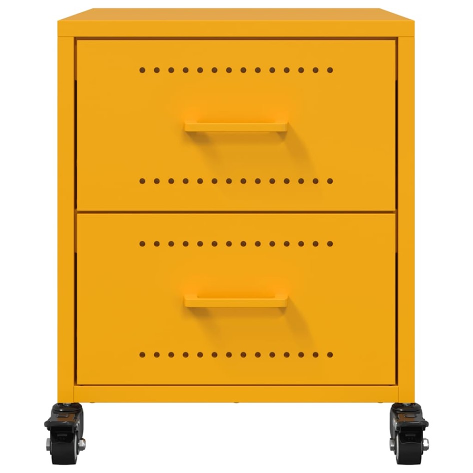 Mesita de noche acero amarillo mostaza 36x39x43,5