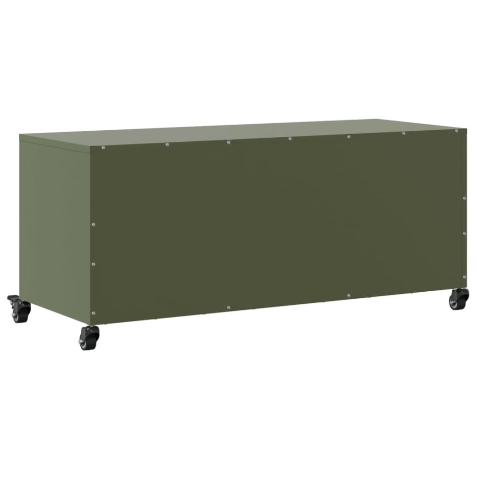 Mueble de TV de acero verde oliva 100,5x39x43,5