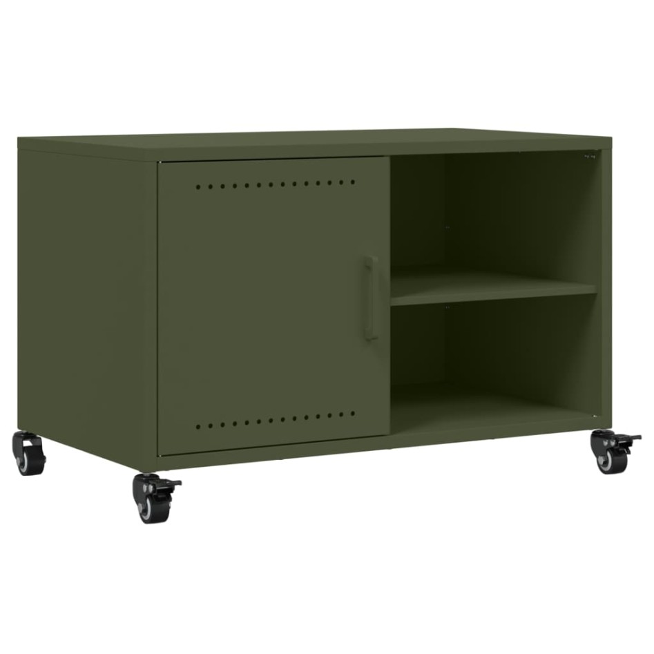 Mueble de TV de acero verde oliva 68x39x43,5