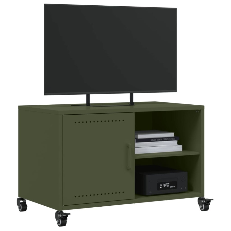 Mueble de TV de acero verde oliva 68x39x43,5