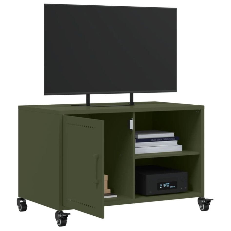 Mueble de TV de acero verde oliva 68x39x43,5