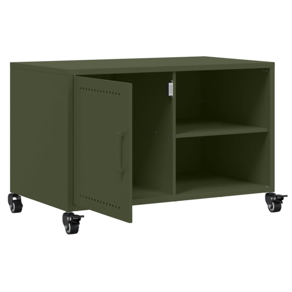 Mueble de TV de acero verde oliva 68x39x43,5