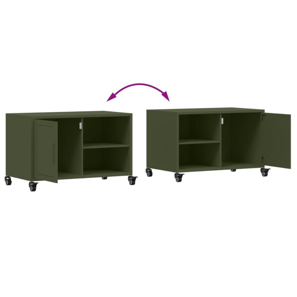 Mueble de TV de acero verde oliva 68x39x43,5