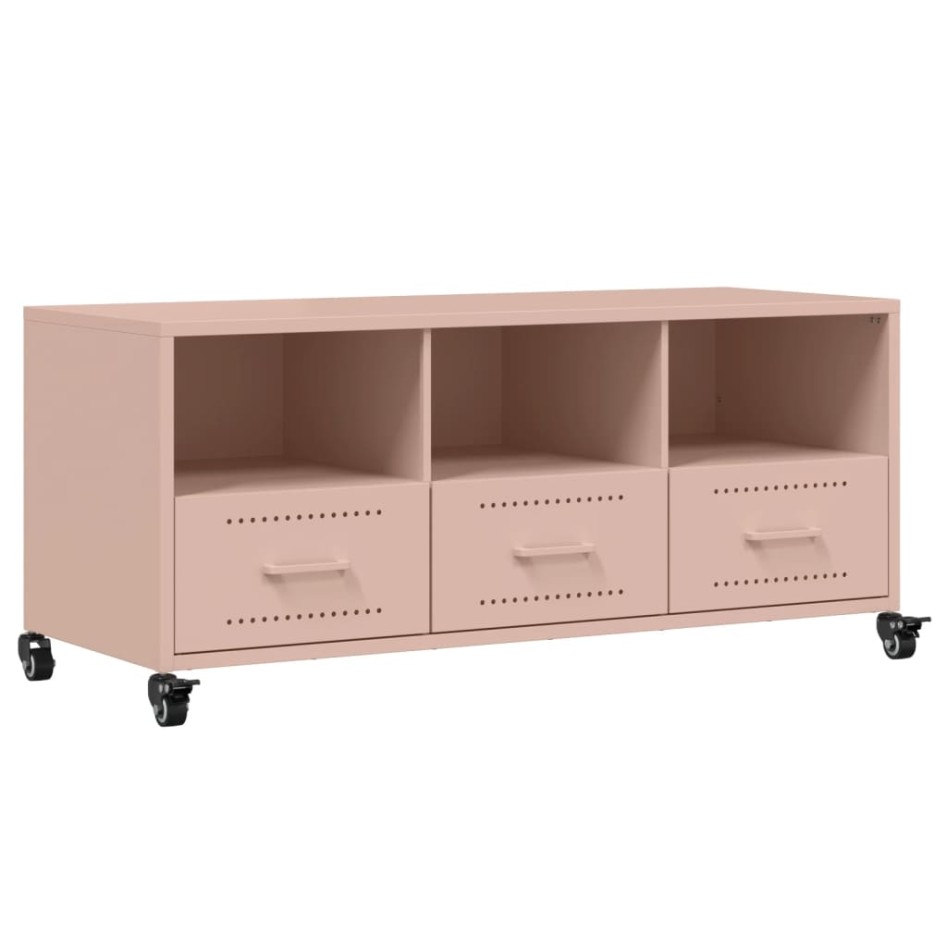 Mueble de TV acero rosa 100,5x39x43,5