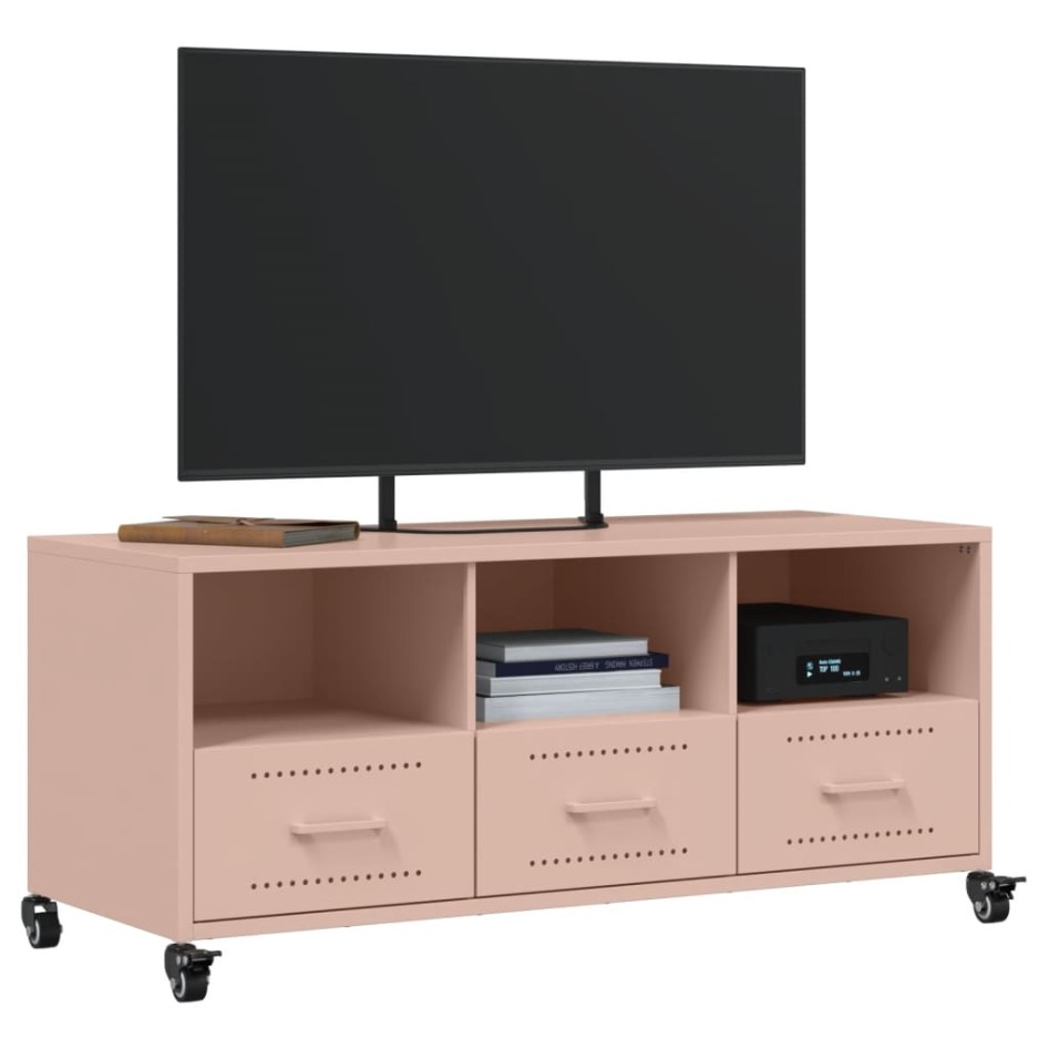 Mueble de TV acero rosa 100,5x39x43,5
