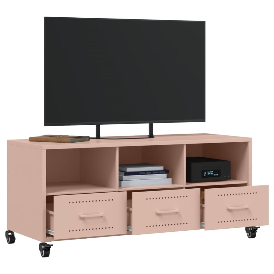 Mueble de TV acero rosa 100,5x39x43,5