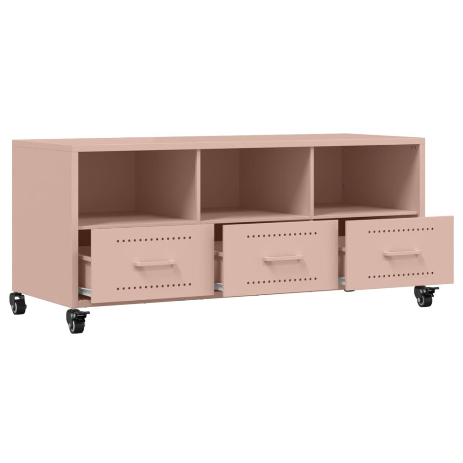 Mueble de TV acero rosa 100,5x39x43,5