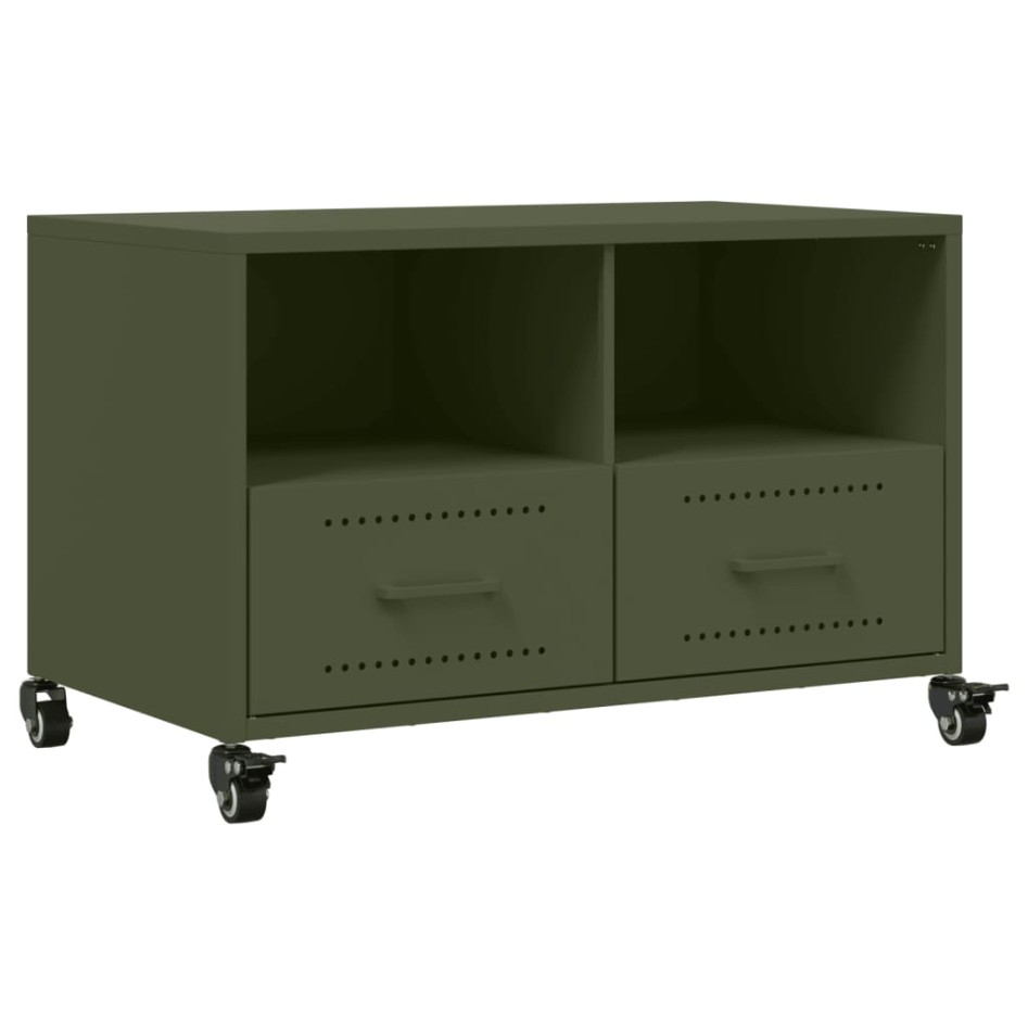 Mueble de TV de acero verde oliva 68x39x43,5