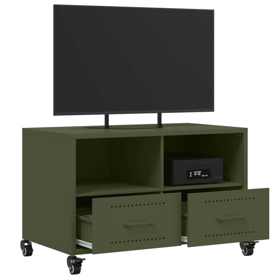 Mueble de TV de acero verde oliva 68x39x43,5