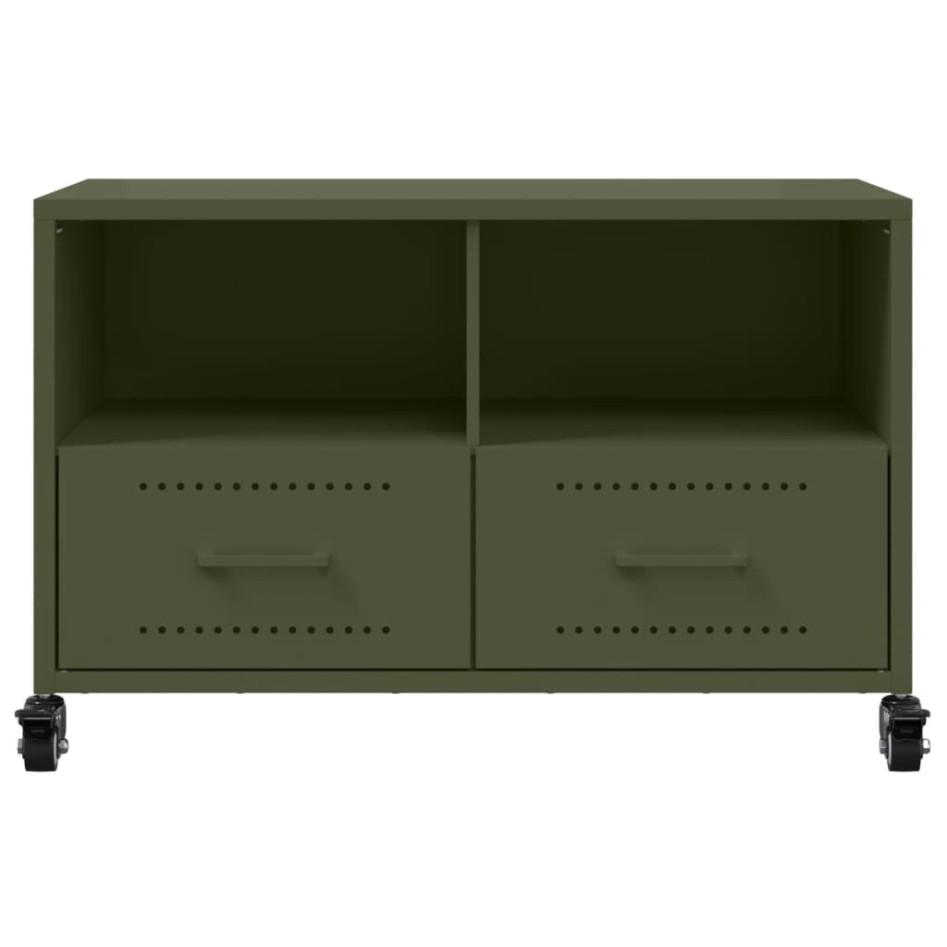 Mueble de TV de acero verde oliva 68x39x43,5
