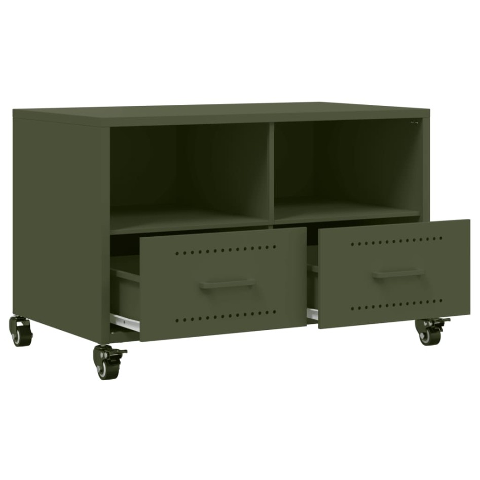 Mueble de TV de acero verde oliva 68x39x43,5