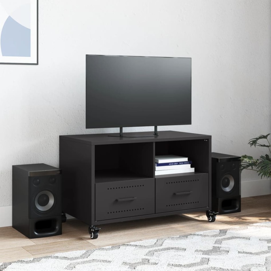 Mueble de TV acero negro 68x39x43,5