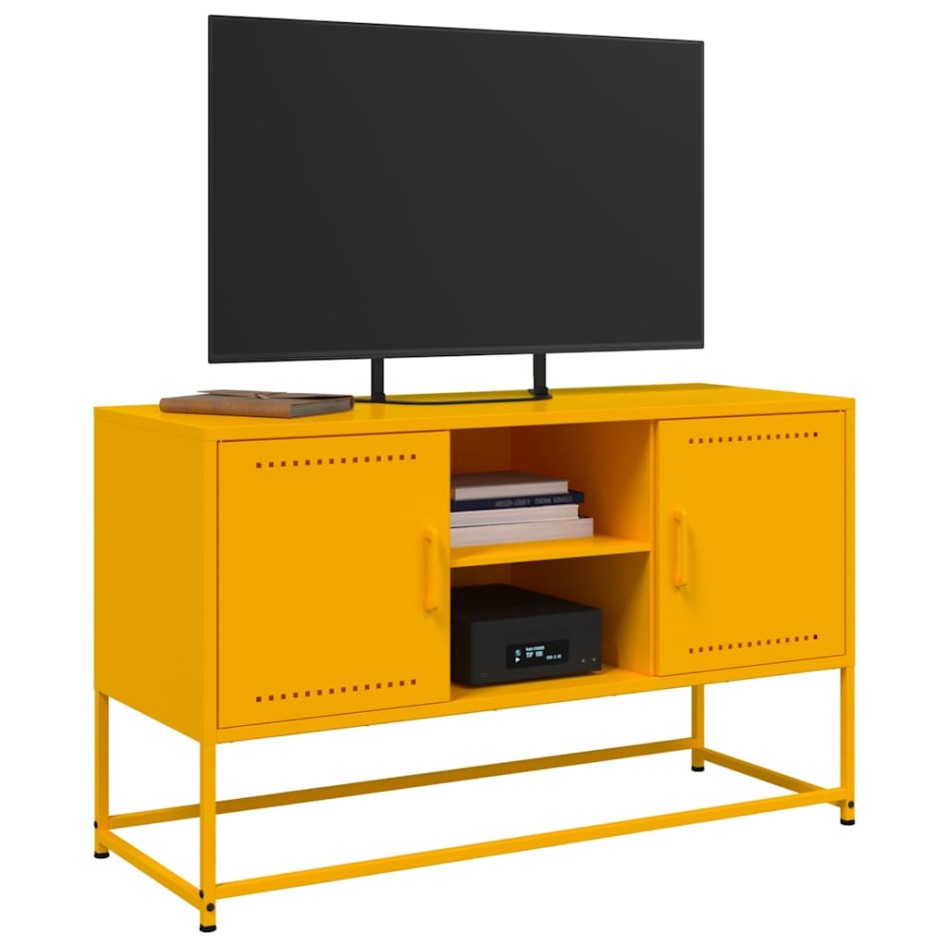Mueble para TV de acero amarillo mostaza 100,5x39x60,5