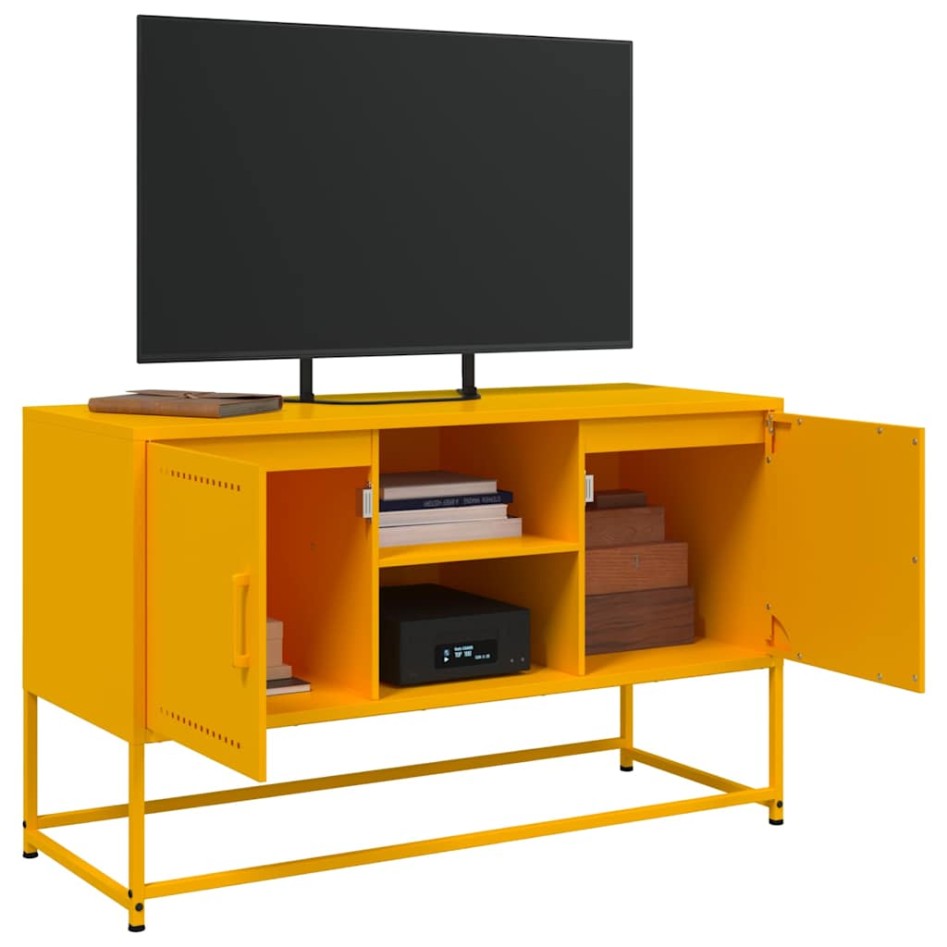 Mueble para TV de acero amarillo mostaza 100,5x39x60,5