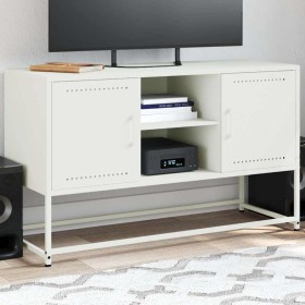 Mueble para TV de acero blanco 100,5x39x60,5
