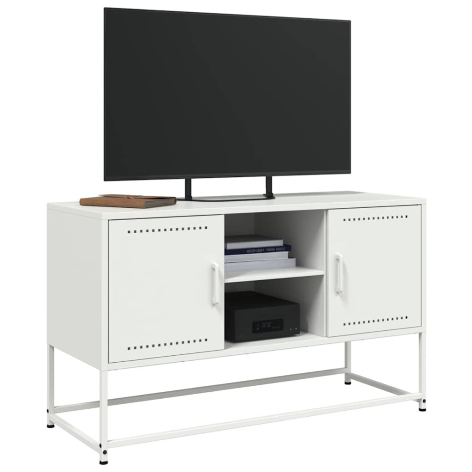Mueble para TV de acero blanco 100,5x39x60,5