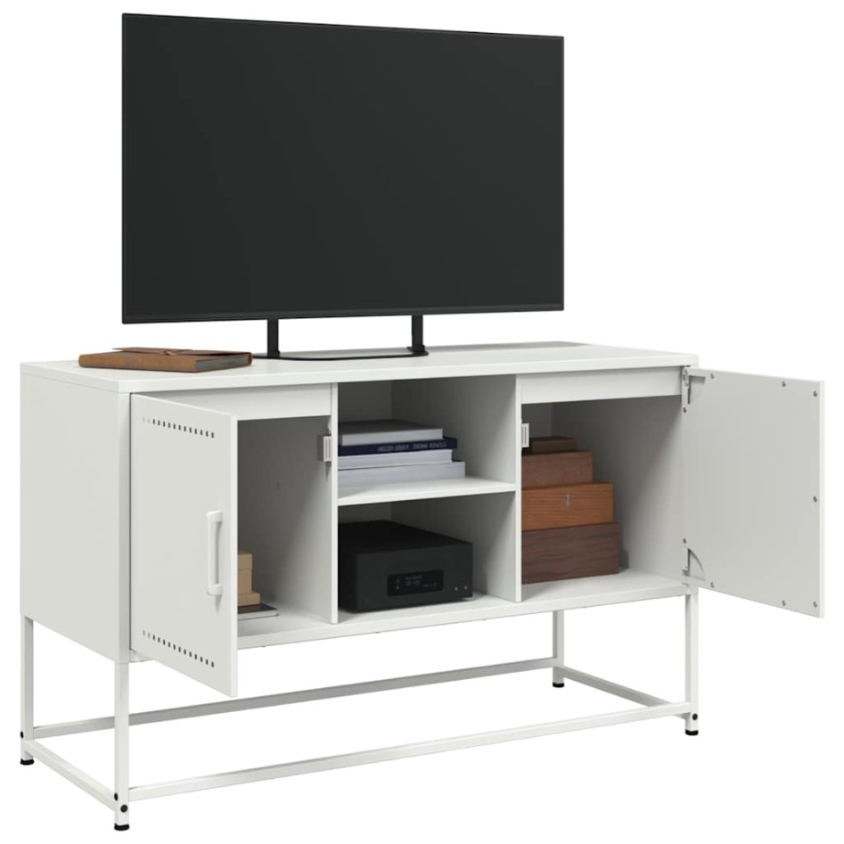 Mueble para TV de acero blanco 100,5x39x60,5