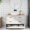 Encimera de baño madera maciza sin tratar 120x50x(2-4) cm