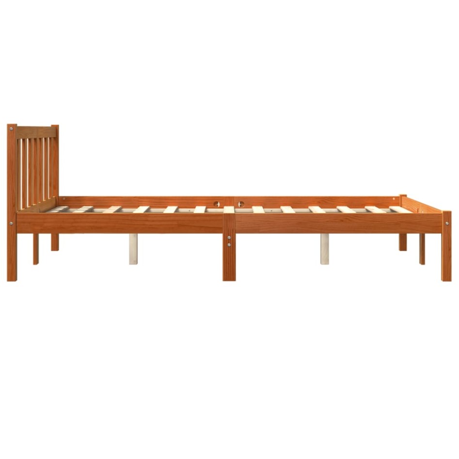 Cama sin colchón madera maciza de pino marrón cera 120x200