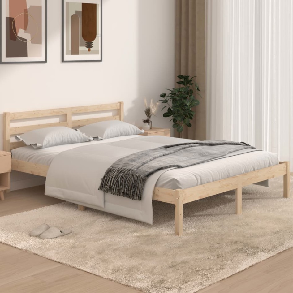 Estructura de cama sin colchón madera maciza pino 140x190