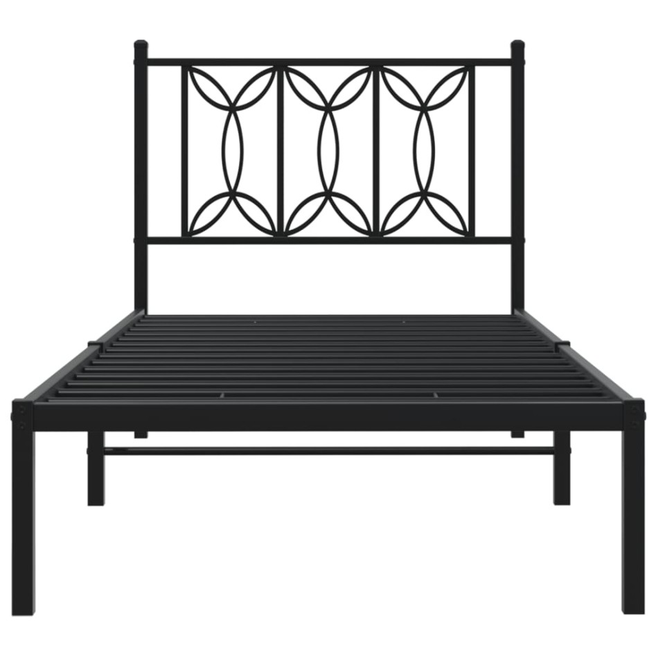 Estructura cama sin colchón con cabecero metal negro 80x200