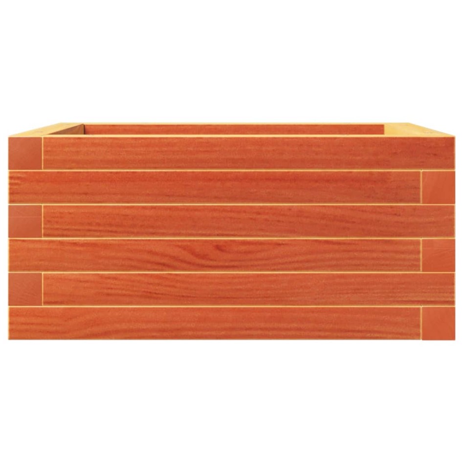 Jardinera de madera maciza de pino marrón cera 50x50x23