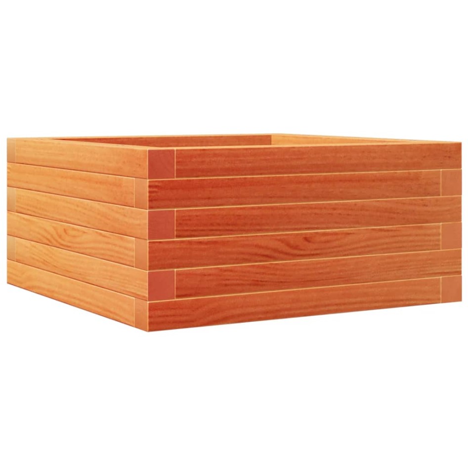 Jardinera de madera maciza de pino marrón cera 50x50x23