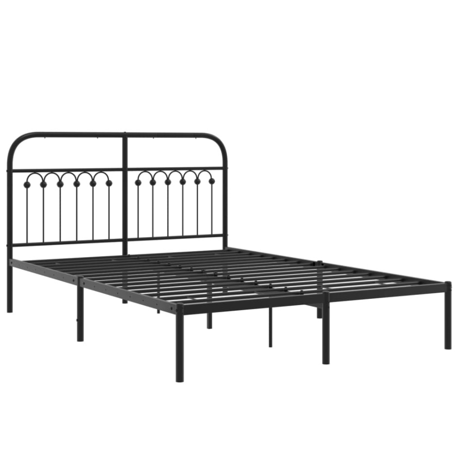 Estructura cama sin colchón con cabecero metal negro 135x190